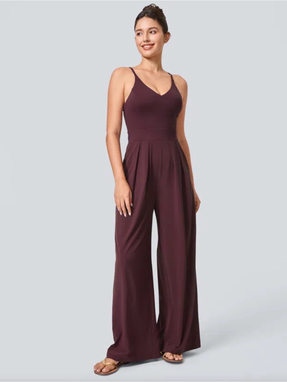 NWT Halara Burgundy Wide Leg Jumpsuit Size Medium